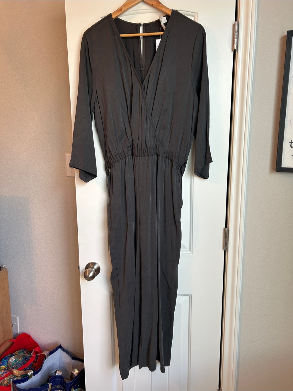 LOFT Dark Charcoal Wide Leg Jumpsuit